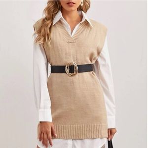 SHEIN Beige Sweater Vest with Tie Waist size S
